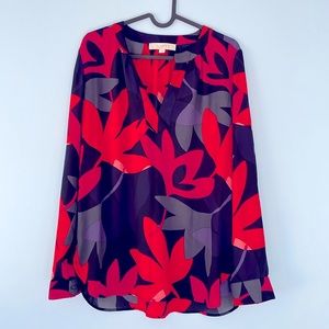 LOFT Open Neck Long Sleeve Blouse. Small
